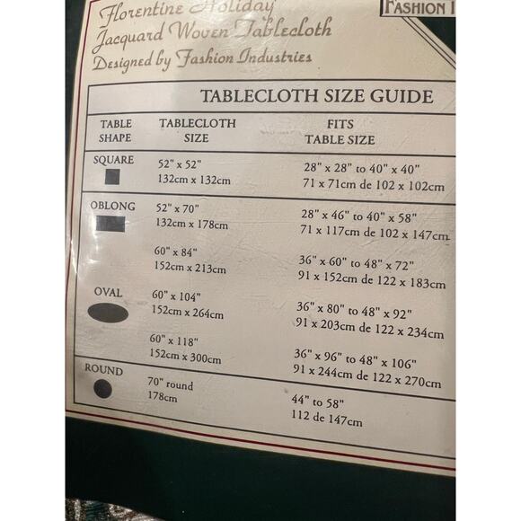 NWT Florentine Holiday Tablecloth Christmas Theme Covering 60” x 84” Oblong - Picture 10 of 13